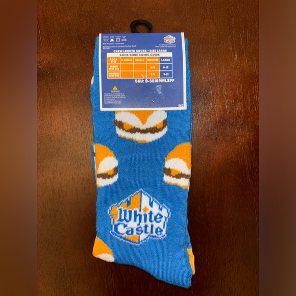 WHITE CASTLE NOVELTY CREW SOCKS NWT MEN’S SHOE SIZE 8-12 - Picture 2 of 2